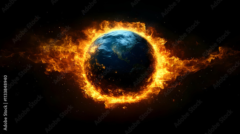 Planet Earth Engulfed in Flames: A Fiery Spectacle Planet Earth Engulfed in Flames: A Fiery Spectacle