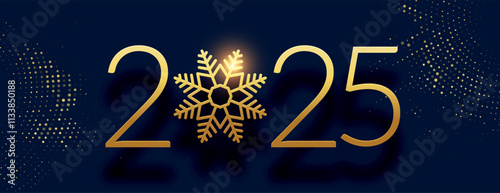 2025 new year holiday banner with snowflake and shadow effect