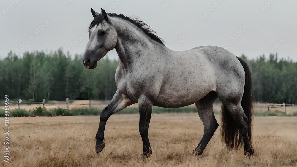 Orlov Trotter Horse Standing Proudly in Field Orlov Trotter Horse Standing Proudly in Field