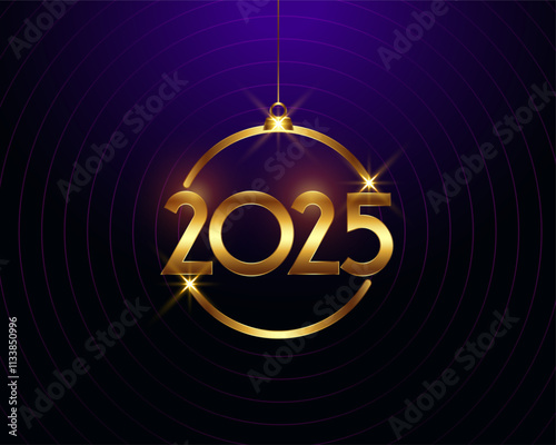 hanging 2025 golden bauble for new year event