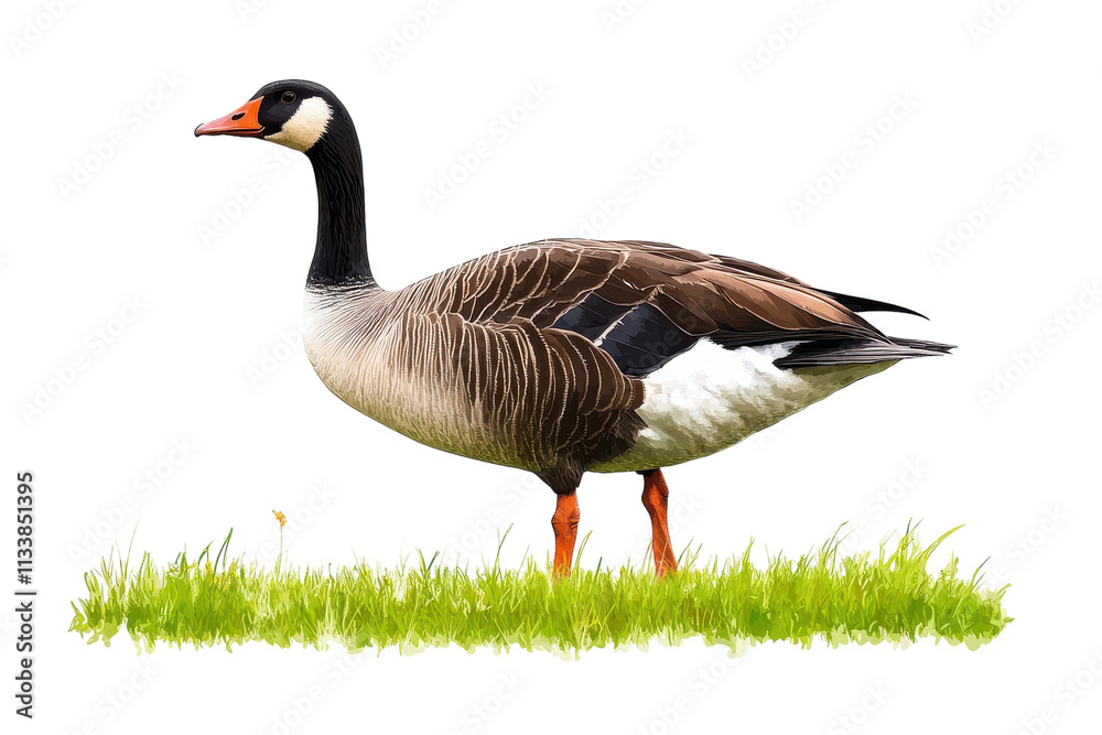 Goose Grazing on a Lush Green Lawn with isolated on transparent background Goose Grazing on a Lush Green Lawn with isolated on transparent background