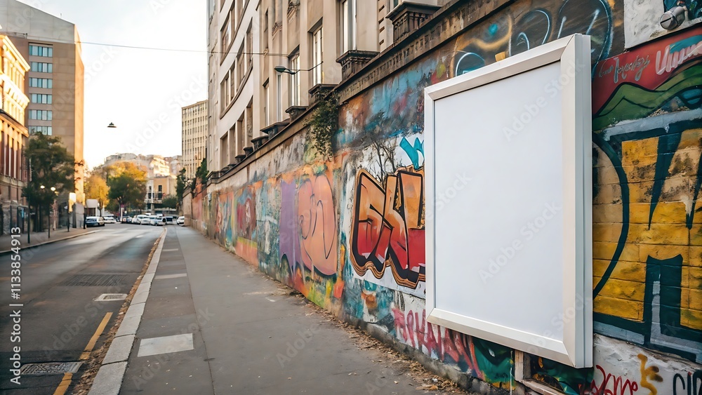 Fototapeta premium Blank White Frame on Street Art Wall