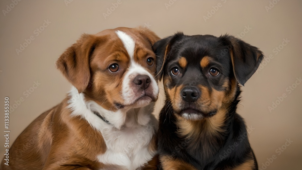 Two Adorable Puppies Looking at the Camera Two Adorable Puppies Looking at the Camera