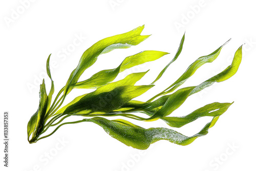 Obraz na płótnie Fresh Green Kelp Strands Flowing Gracefully Underwater with isolated on transparent background w salonie