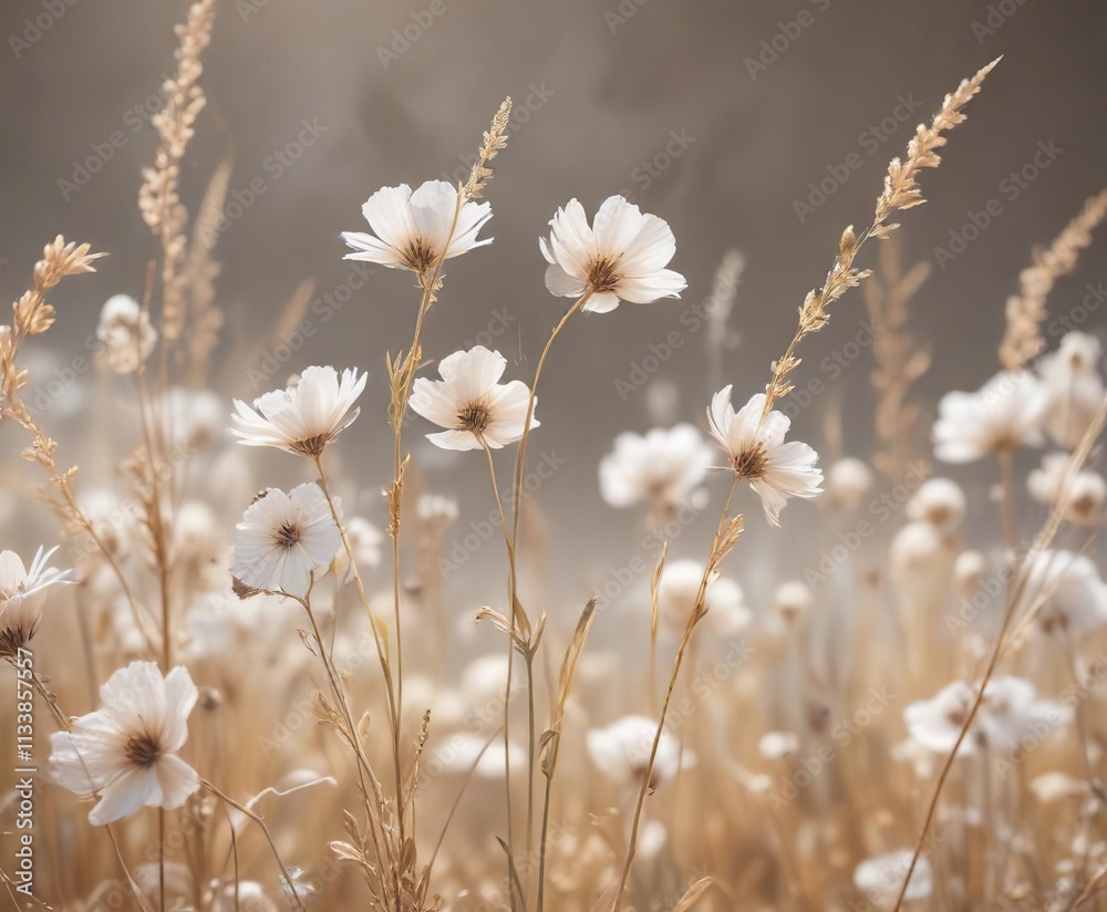 Soft focus image of white flower paper with dried grasses creating ethereal effect, dreamy, backdrop, subtle, craft, soft Soft focus image of white flower paper with dried grasses creating ethereal effect, dreamy, backdrop, subtle, craft, soft