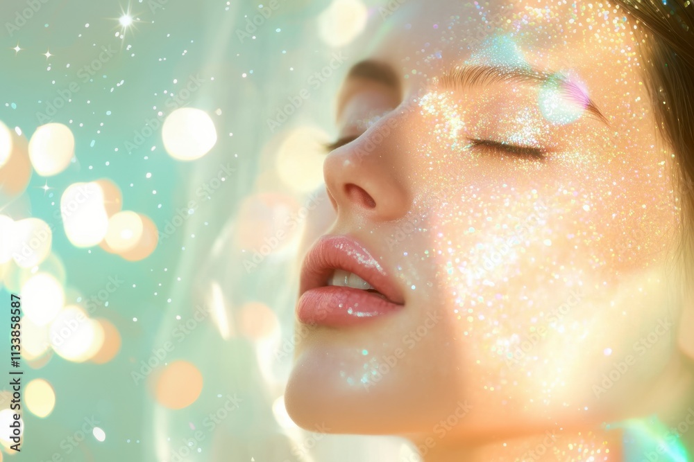 Ethereal self-reflection dreamy pastel background digital art sparkling bokeh close-up festive christmas vibe Ethereal self-reflection dreamy pastel background digital art sparkling bokeh close-up festive christmas vibe
