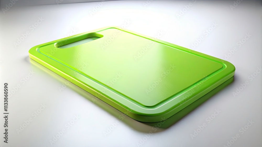 Low-light 3D rendering: a photorealistic plastic chopping board mockup with white background isolation, ready for your design. Low-light 3D rendering: a photorealistic plastic chopping board mockup with white background isolation, ready for your design.