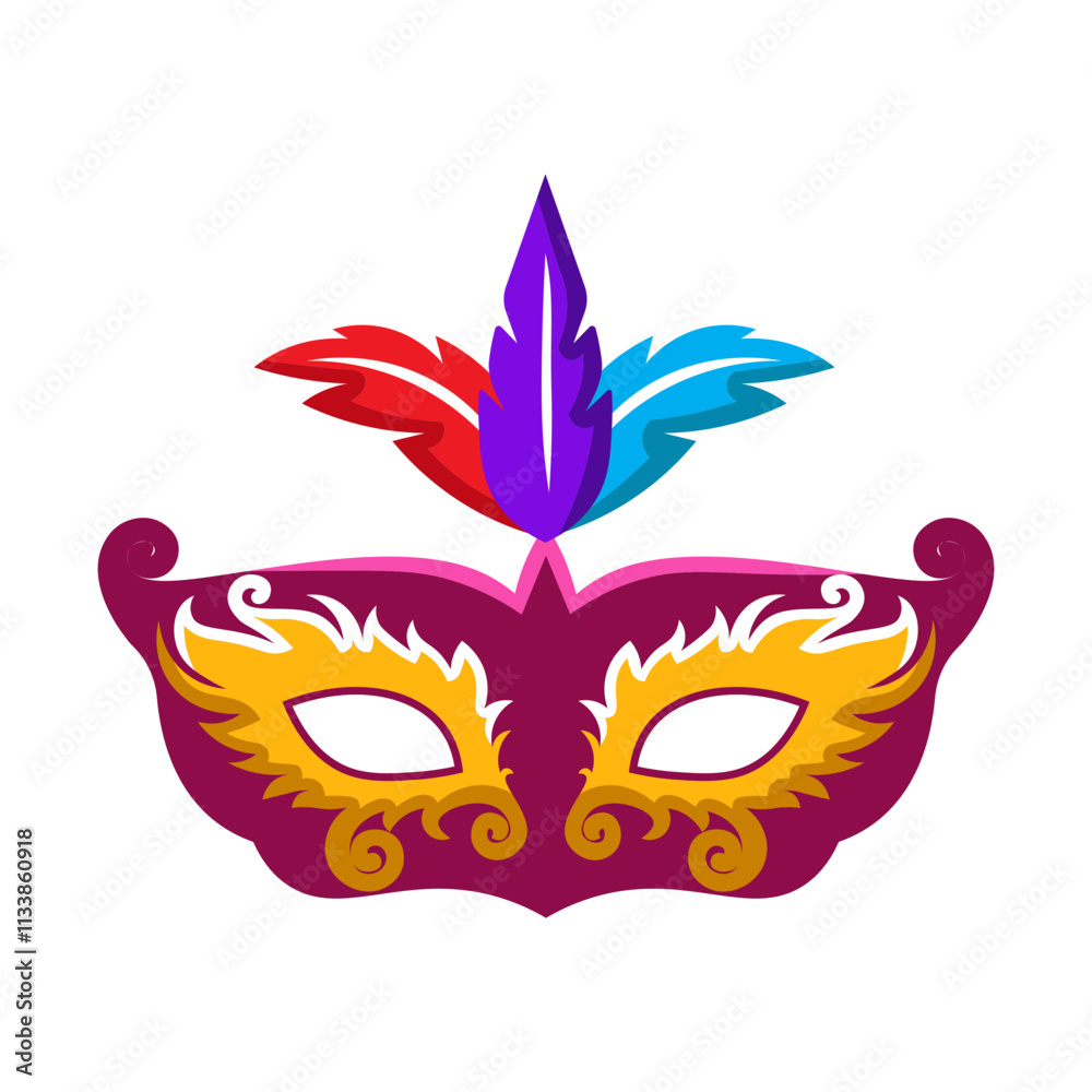 Vibrant Carnival Mask with Colorful Feathers: A Festive Design Vibrant Carnival Mask with Colorful Feathers: A Festive Design