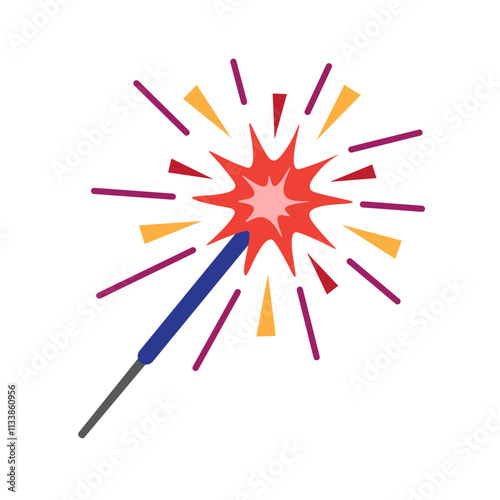 Made in uk Sparkler Celebration: A Festive Illustration of a Lit Sparkler Against a Light Blue Background