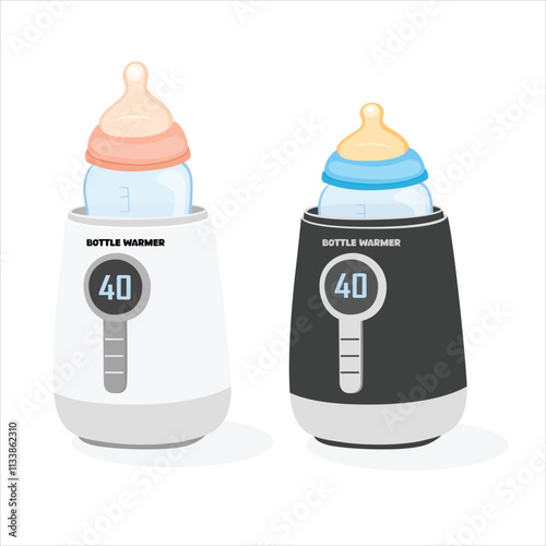 Bottle warmer vector illustration in cartoon style isolated on white background. Baby milk bottle warmer clipart in flat design. Electrical equipment. Baby shower, baby element clipart.