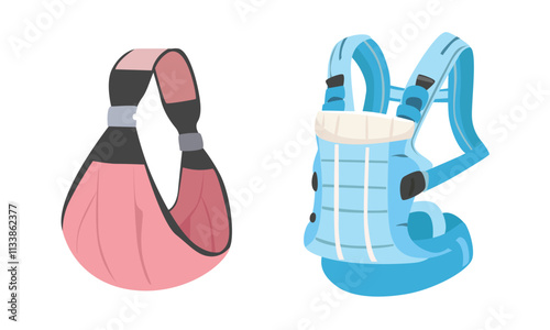 Baby carrier vector isolated on white background. Sling. Baby element, baby shower clipart in cartoon style. 