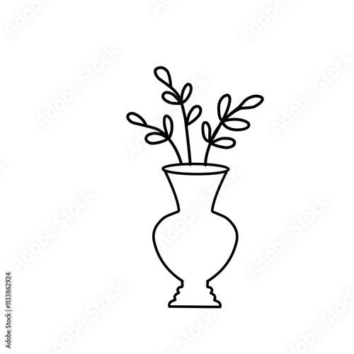 Flower in vase doodle illustration