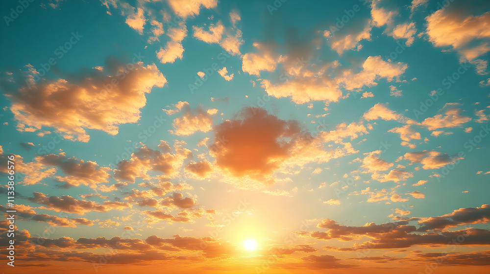 Fototapeta premium A vibrant sunset with colorful clouds illuminating the sky.