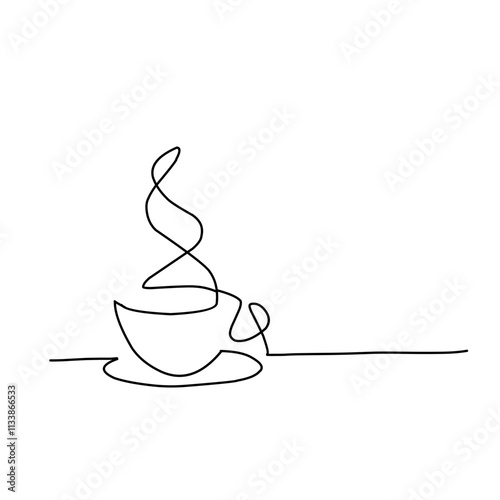 Coffee cup continuous line art