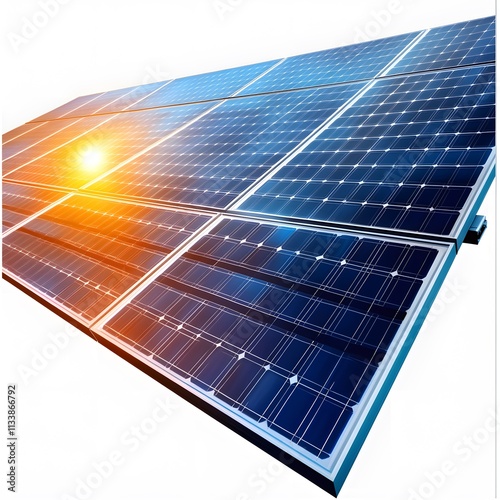 Solar panels absorbing sunlight, clean energy. photo