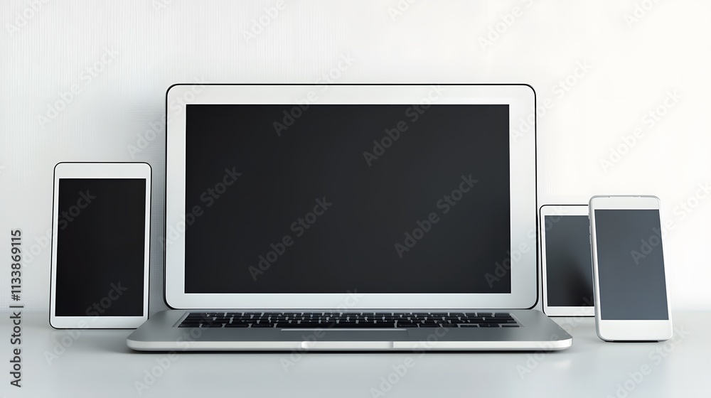 custom made wallpaper toronto digitalModern Laptop Tablet And Smartphones On White Surface