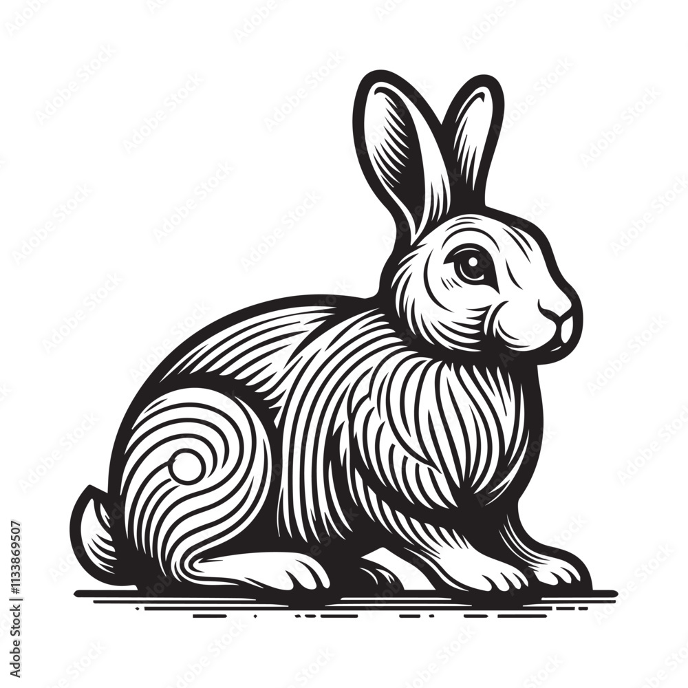 Obraz premium rabbit outline vector art black color.