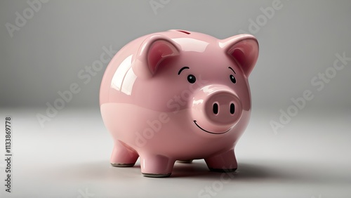 Pink Piggy Bank Isolated on White Background