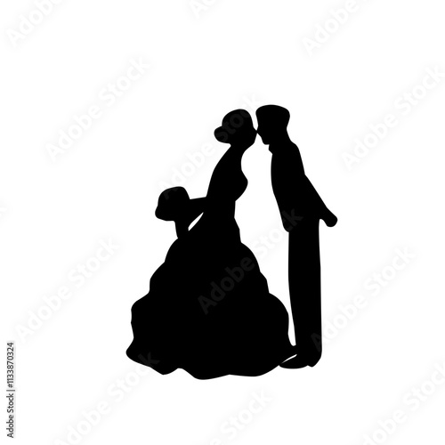Wedding couple silhouette vector