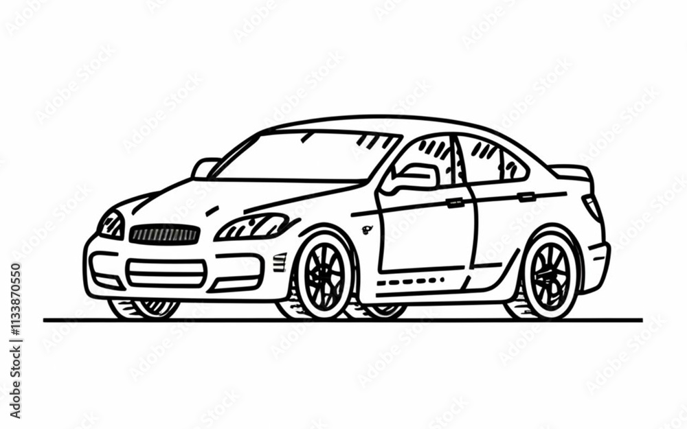 American muscle car outline black on white background vector American muscle car outline black on white background vector
