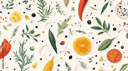 Vibrant Culinary Herbs Spices And Citrus Slices