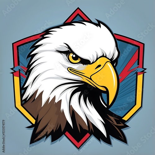 Majestic Bald Eagle Head in a Geometric Emblem Design photo