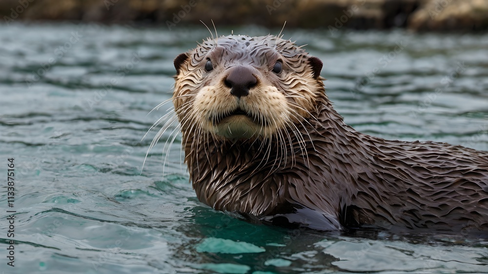 Curious Sea Otter Emerging from Water in Lisbon Curious Sea Otter Emerging from Water in Lisbon