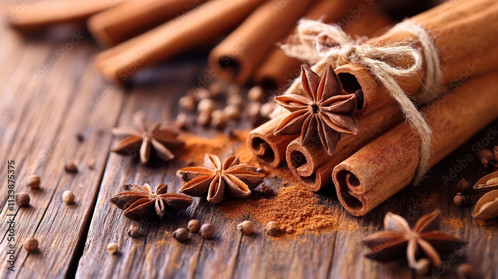 Aromatic Cinnamon Sticks and Star Anise Spices Aromatic Cinnamon Sticks and Star Anise Spices