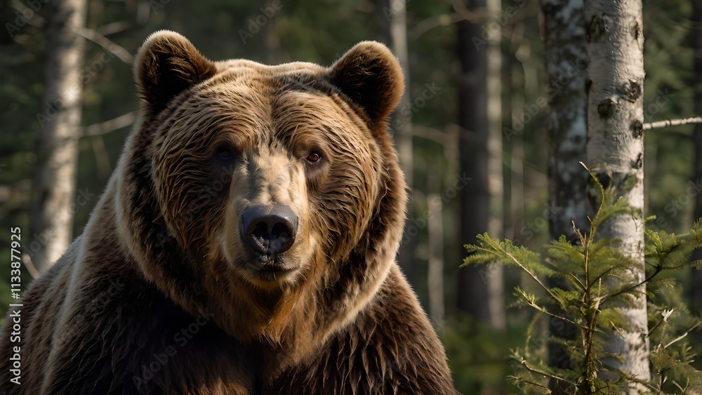 Majestic Carpathian Brown Bear in Romanian Forest Majestic Carpathian Brown Bear in Romanian Forest