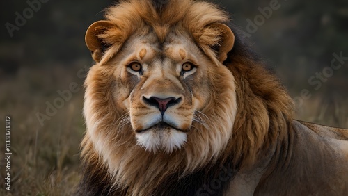 Majestic Male Lion Portrait in Natural Habitat