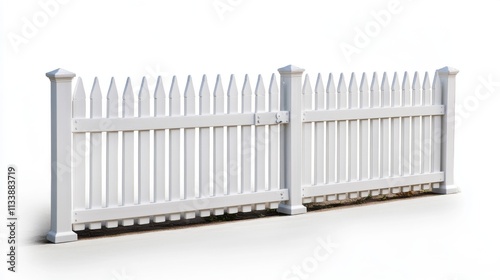 Wallpaper Mural White wooden picket fence isolated on a white background Torontodigital.ca