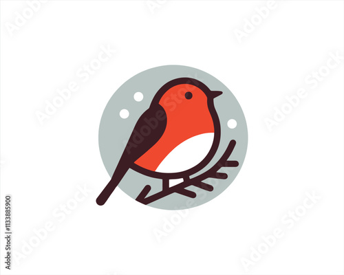 Robin Bird Logo Design Icon Vector Illustration.