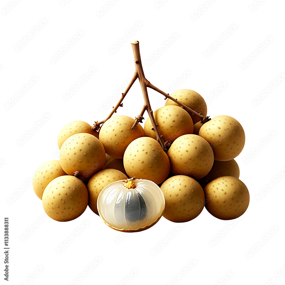 Fresh Longan Fruit with White Flesh and Golden Skin on Transparent Background
Fresh Longan Fruit with White Flesh and Golden Skin on Transparent Background
