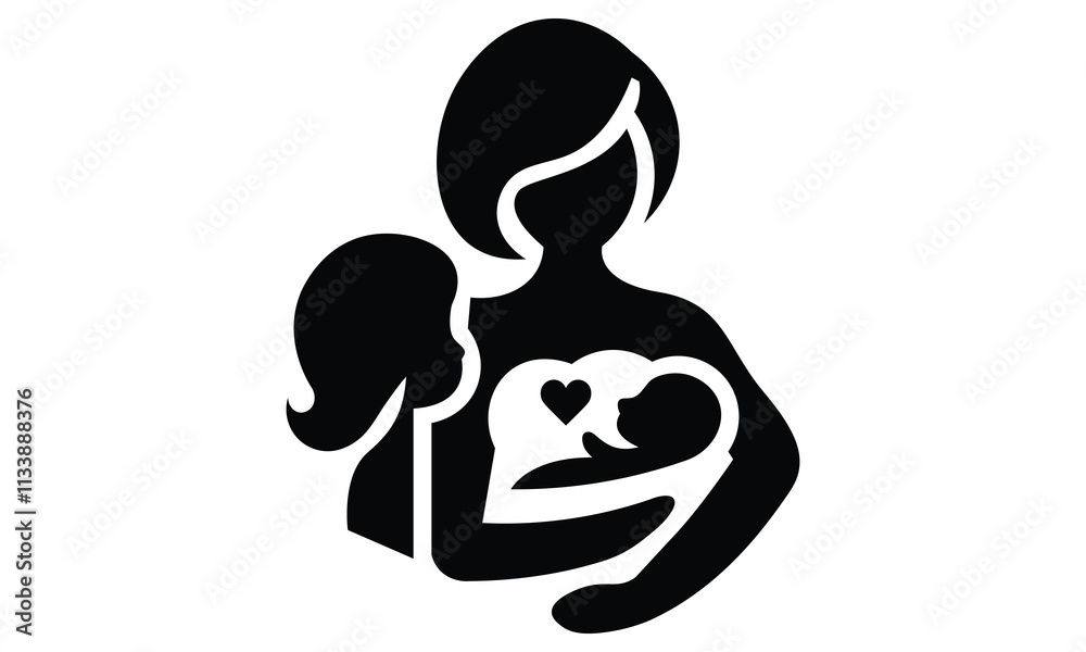A mother and son silhouette vector A mother and son silhouette vector