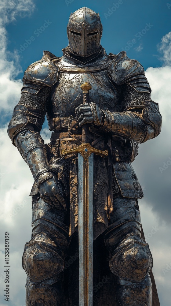 Fantasy medieval warrior in armor with a sword Fantasy medieval warrior in armor with a sword