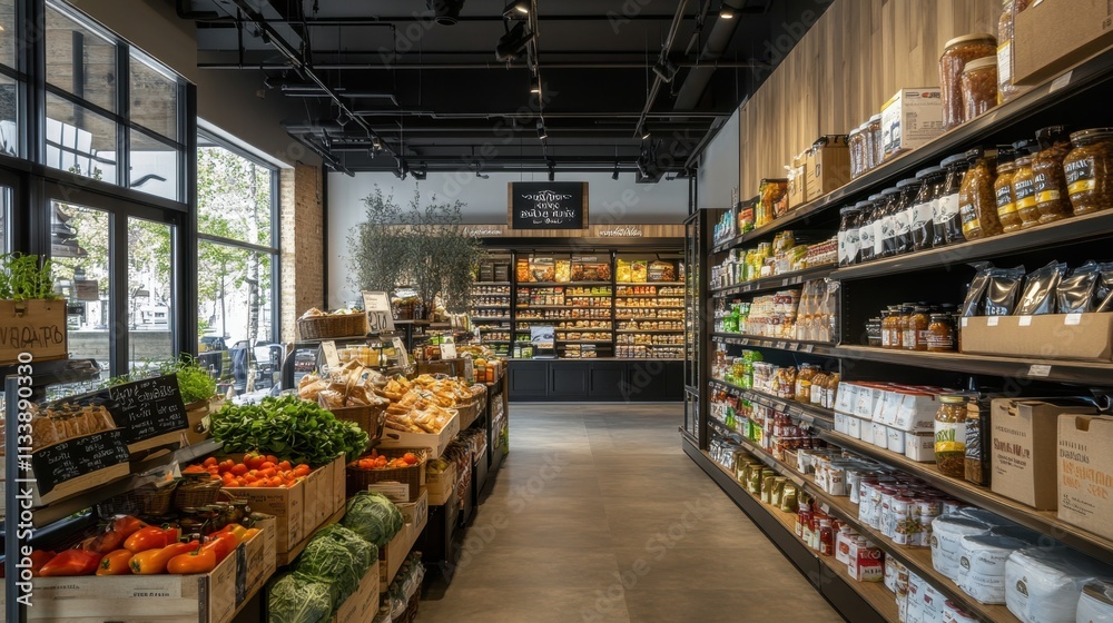 Fresh Produce Aisle in a Modern Grocery Store Interior Design Fresh Produce Aisle in a Modern Grocery Store Interior Design
