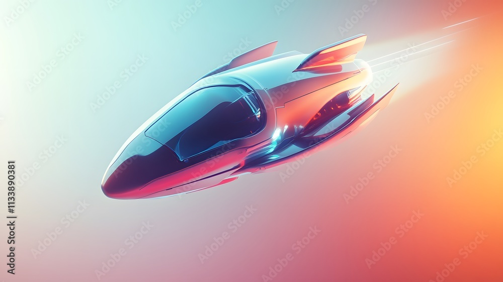 Futuristic Spaceship Design Soaring Through Space