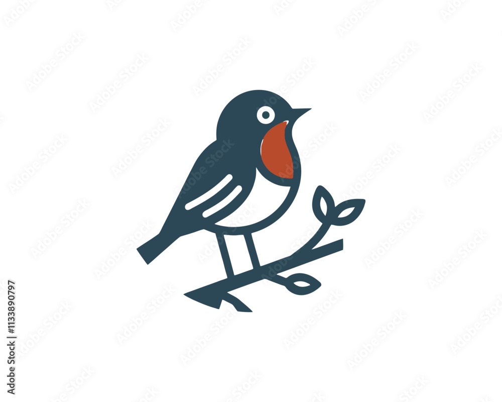 Robin Bird Logo Design Icon Vector Illustration. Robin Bird Logo Design Icon Vector Illustration.