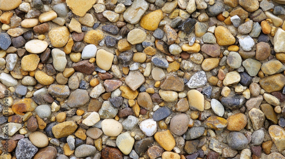 Textured Surface of Mixed Pebbles and Stones in Earthy Tones Textured Surface of Mixed Pebbles and Stones in Earthy Tones