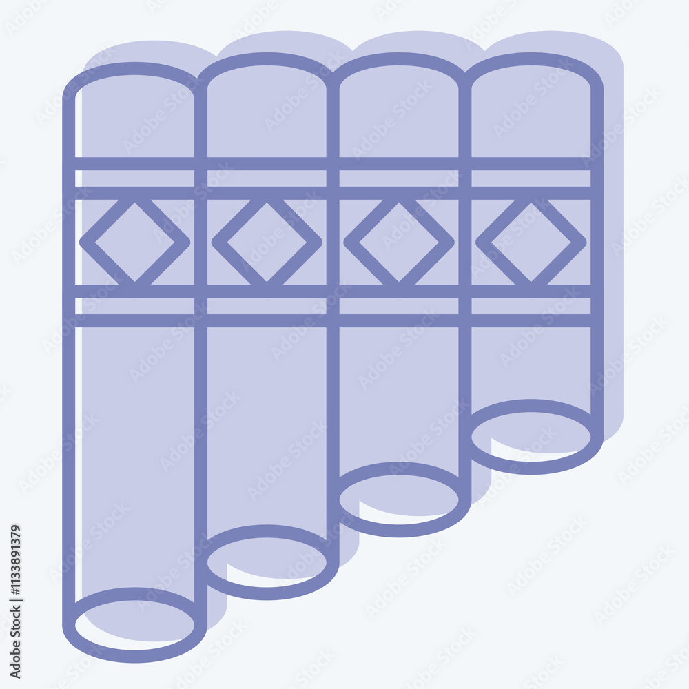 Icon Panpipe. related to Native American symbol. two tone style. design editable
