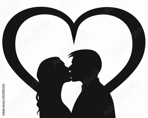 couple kissing silhouette,valentine silhouette vector