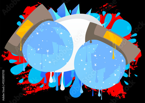 Snow Globe graffiti. Abstract modern street art decoration performed in urban painting style.