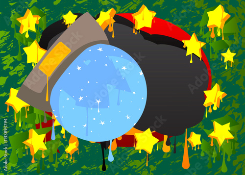 Snow Globe graffiti. Abstract modern street art decoration performed in urban painting style.