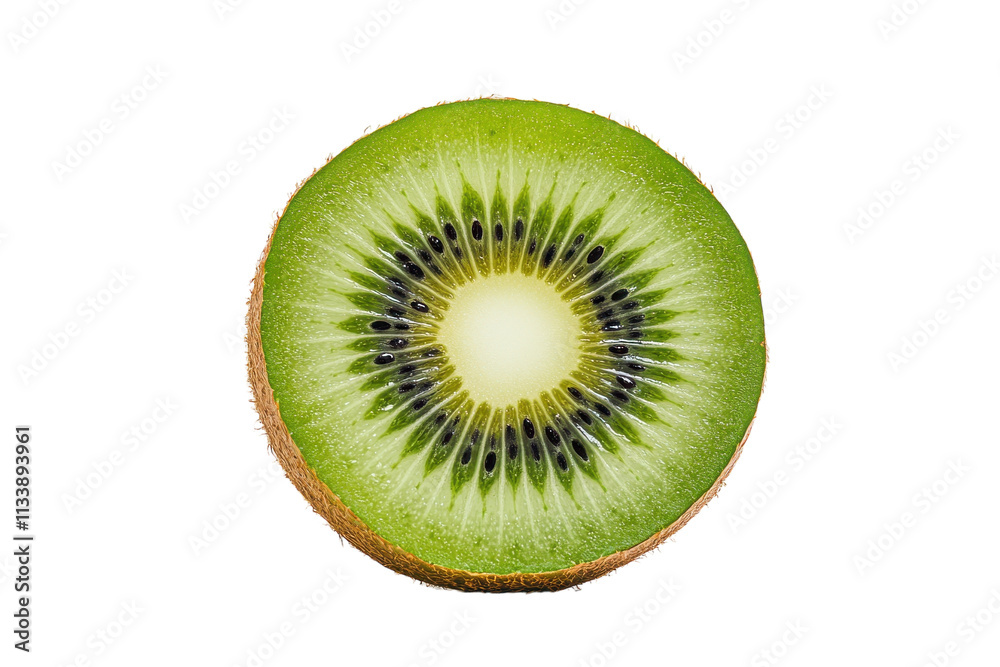 Ripe Halved Kiwi with Vibrant Green Flesh with Isolated on Transparent Background Ripe Halved Kiwi with Vibrant Green Flesh with Isolated on Transparent Background