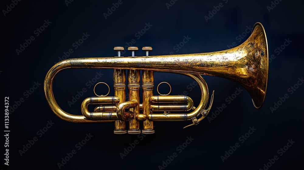 Obraz premium Vintage Gold Trumpet: Musical Instrument Close-Up