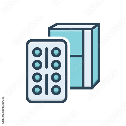 Color illustration icon for pills strips