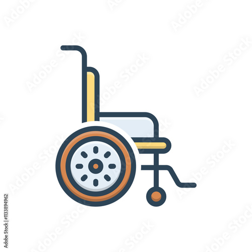 Color illustration icon for wheel chair