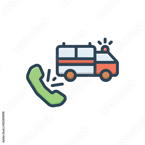 Color illustration icon for ambulance call