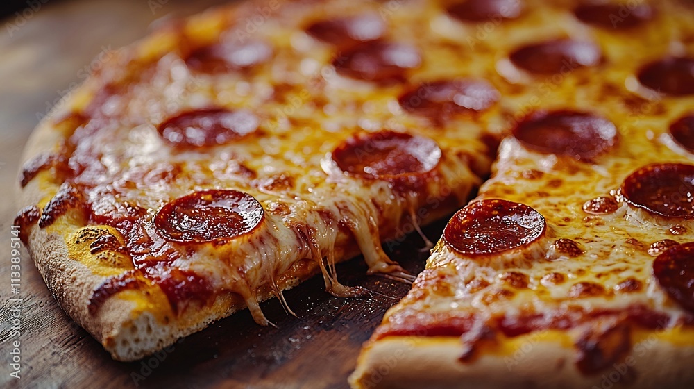 Mouthwatering Close up of Pepperoni Pizza Slice Revealing Irresistible Texture and Flavor Mouthwatering Close up of Pepperoni Pizza Slice Revealing Irresistible Texture and Flavor