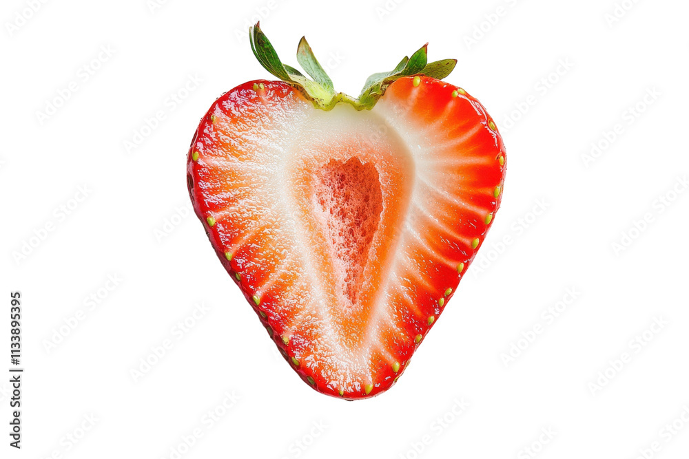 Fresh Halved Strawberry with Isolated on Transparent Background